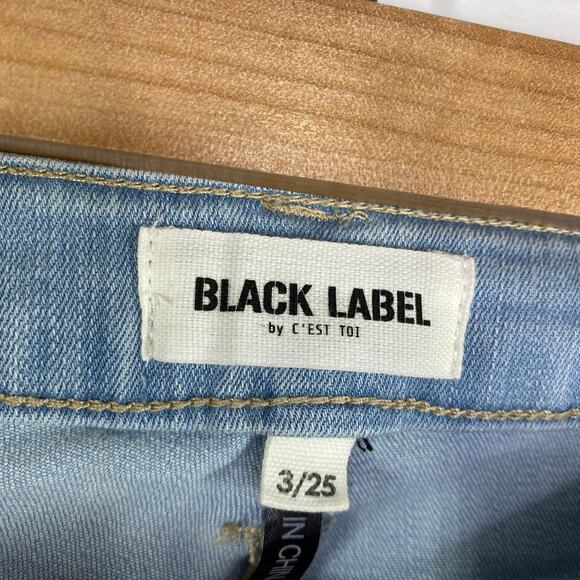 Black Label C'est Toi Light Wash Blue Denim Flare Jeans Women 25 70s Retro - Picture 6 of 9